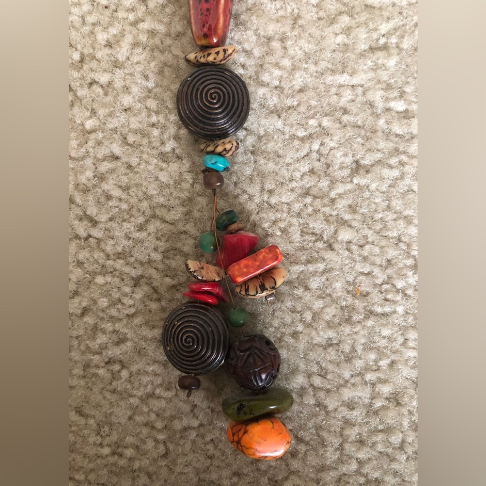 Copper wire and beaded necklace